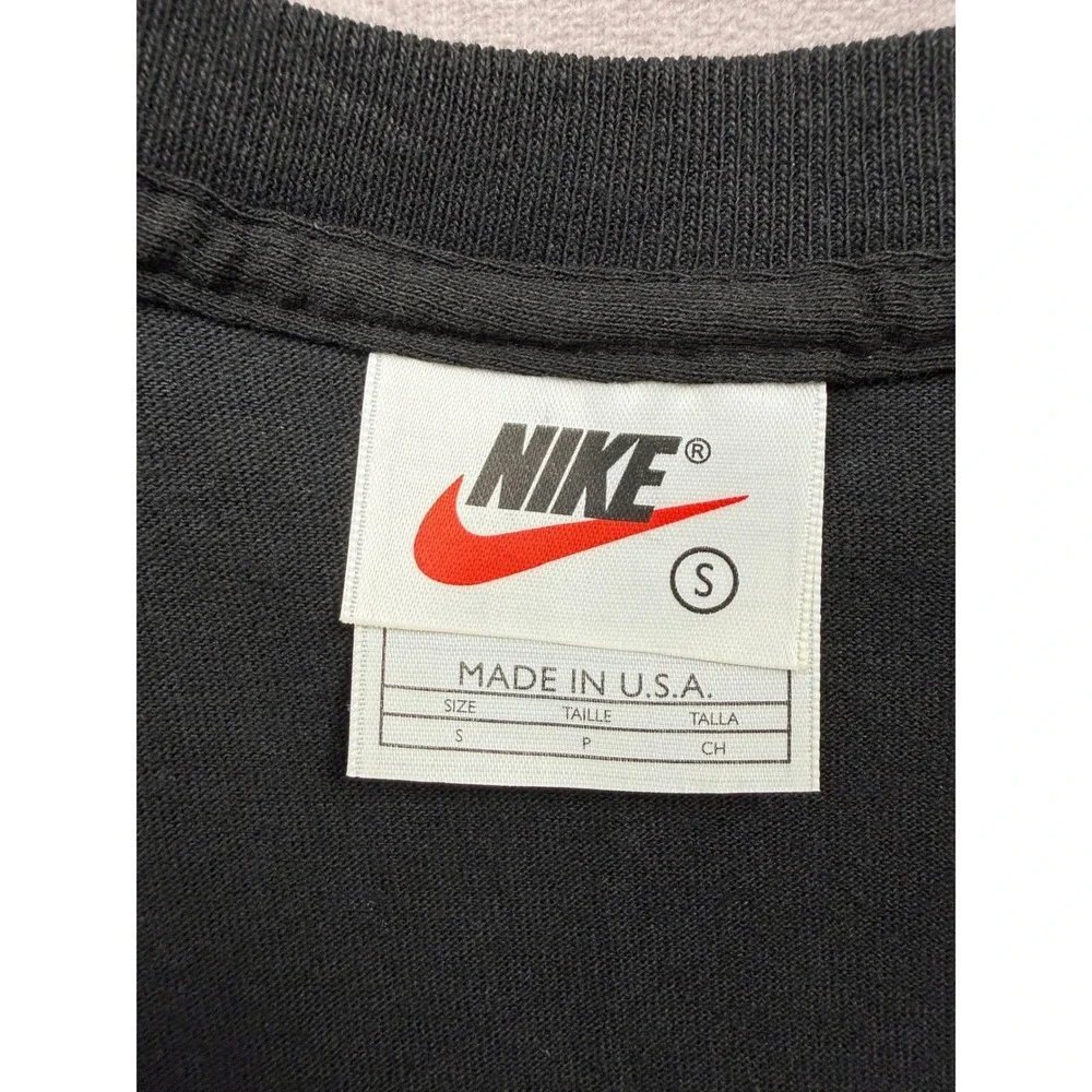 VTG Nike V-Neck Sleeveless Shirt Mens S Black Made in USA Swoosh Logo Gym 90s